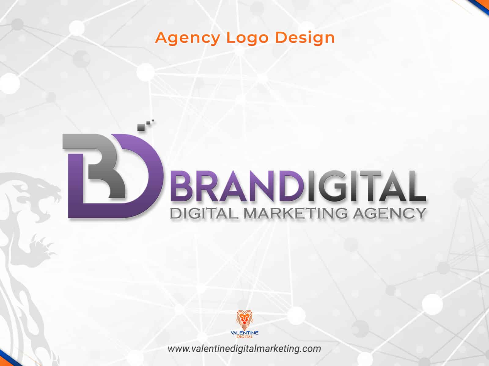 Agency logo design for Brandigital, featuring a stylized logo with the text "BRANDIGITAL DIGITAL MARKETING AGENCY," emphasizing digital marketing services.