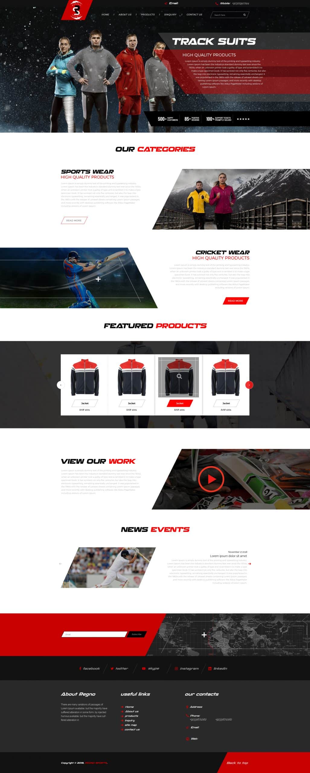 Track suits displayed by four models in various athletic poses, showcasing high-quality sportswear for web development and eCommerce design services.