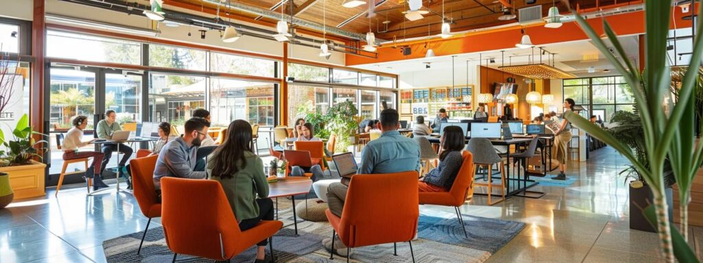 Dynamic workspace filled with engaged individuals collaborating and utilizing technology, reflecting user-centric design principles and the importance of feedback in product development.