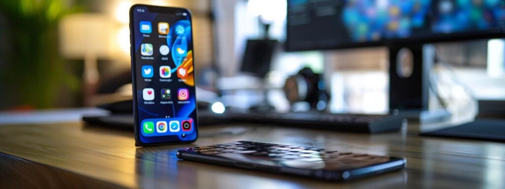 a vibrant mobile device displaying a sleek, user-friendly interface, contrasted against an outdated, cluttered desktop setup, illustrating the advantages of mobile-first design.