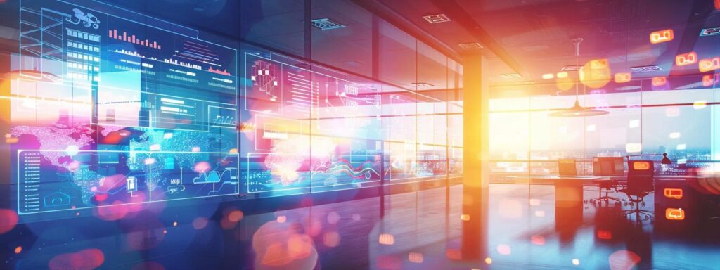 Vibrant digital workspace with interactive data visualizations and customizable viewing experiences, emphasizing user engagement and modern web design trends.