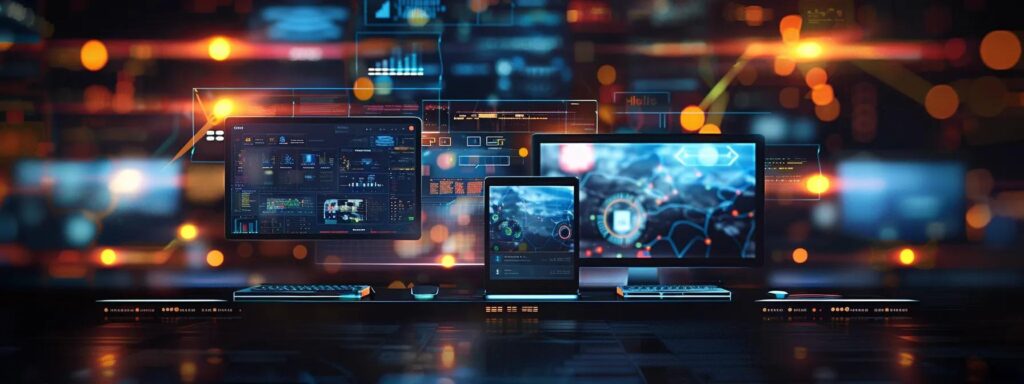 a vibrant and modern digital landscape showcasing a sleek, responsive website displayed seamlessly across various devices, emphasizing the harmony between mobile and desktop interfaces, illuminated by soft, engaging lighting that enhances user experience.