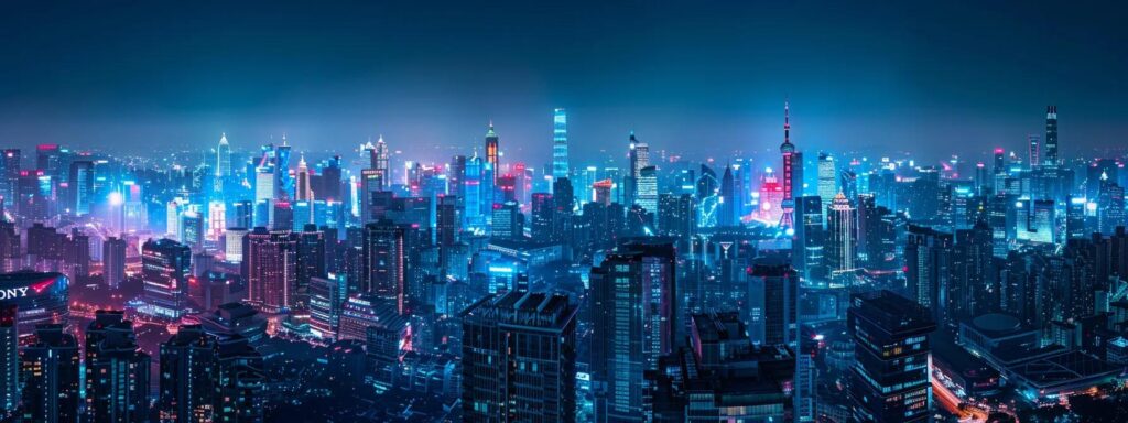 a vibrant, futuristic cityscape illuminated by sleek mobile devices showcases the evolution of mobile-first design, highlighting dynamic user interactions in a visually engaging and personalized environment.
