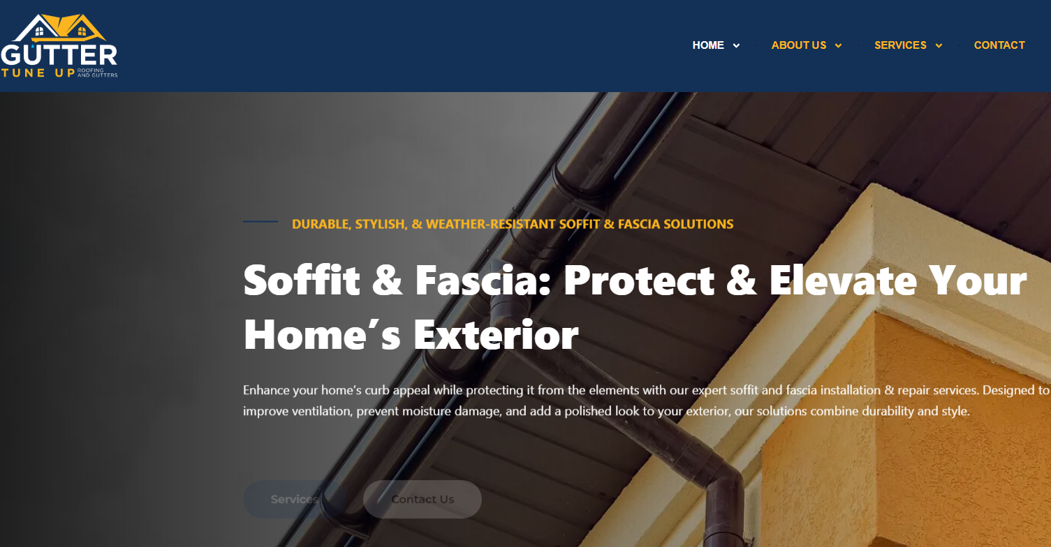 Soffit and fascia installation showcasing durable, weather-resistant features for enhancing home's exterior aesthetics and protection, aligned with Gutter Tune Up LLC's digital marketing services.