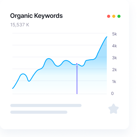 Graph depicting growth in organic keywords, illustrating SEO performance and digital marketing effectiveness.
